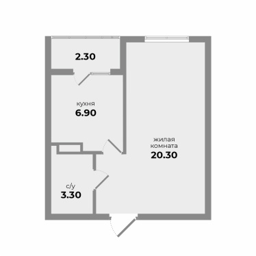 Квартира 1 комнатная  № 301.