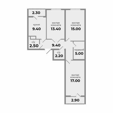 Трехкомнатная квартира  ул Прекрасная