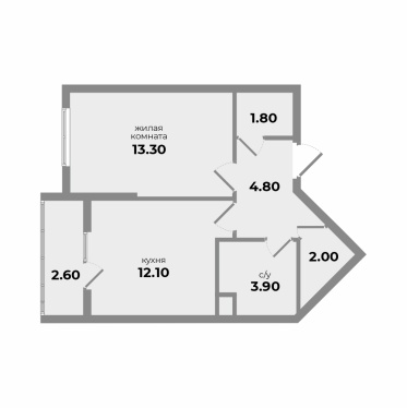 Однокомнатная квартира 40.40м²