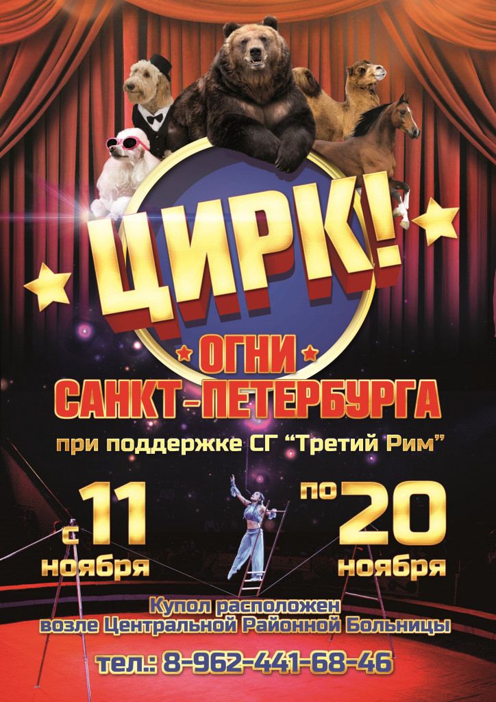 Гастроли цирка "Огни Санкт-Петербурга" в Михайловске